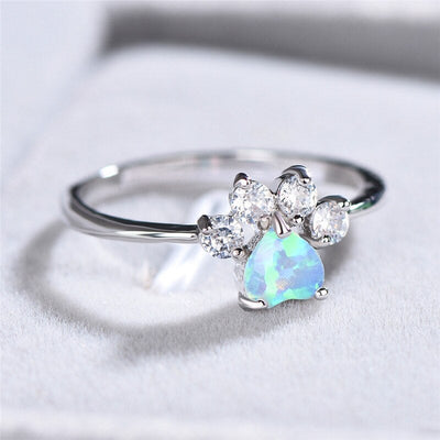 Opal & Crystal Paw Ring