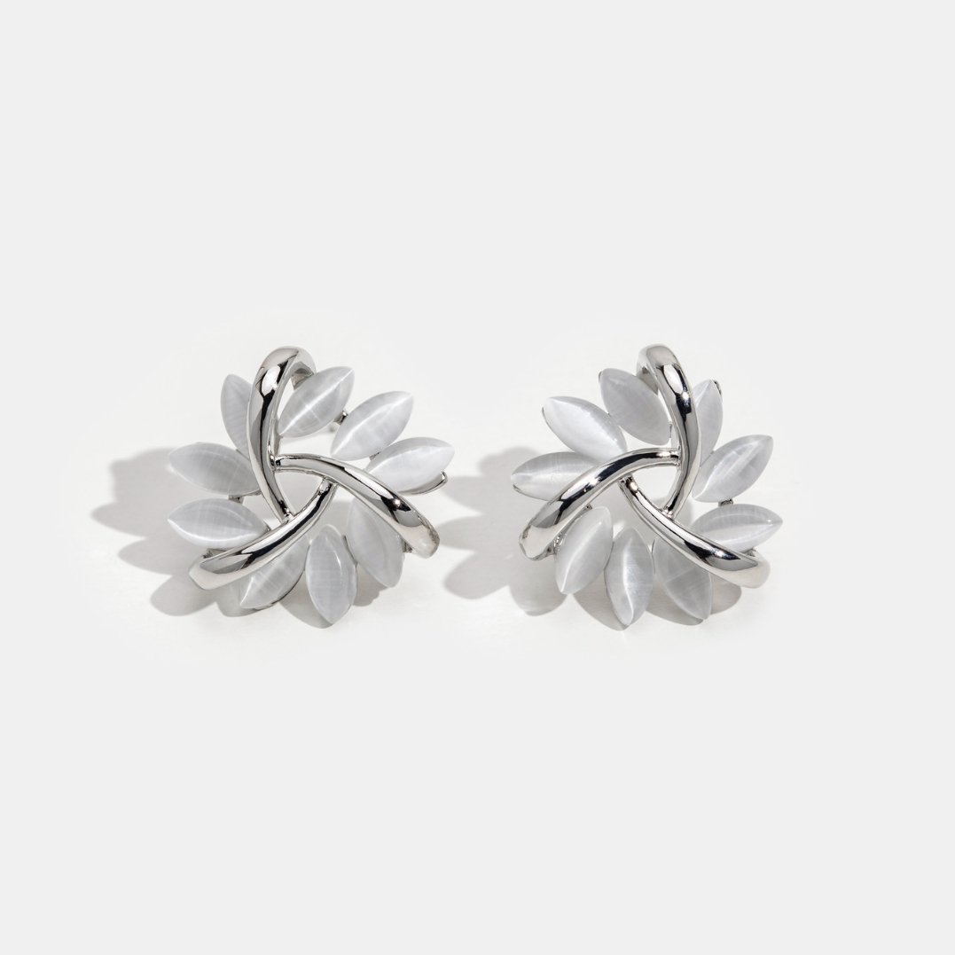 Opal Petal Silver Earrings - Beautiful Earth Boutique