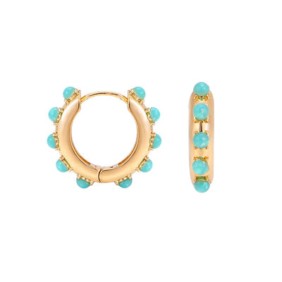 Opal Stone Hoop Earrings