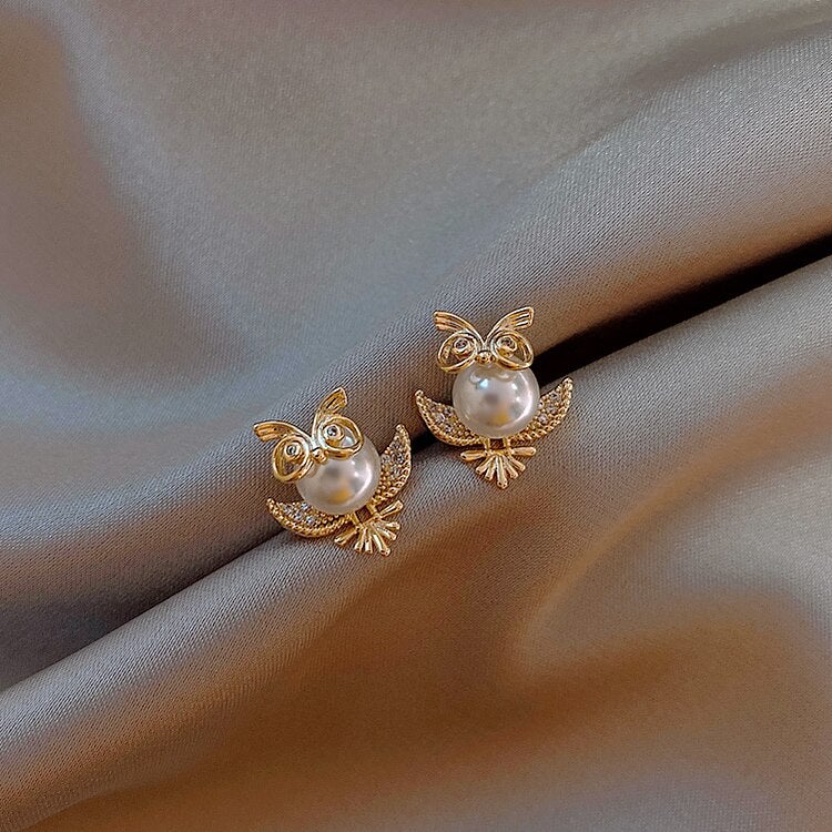 Owl Pearl Earrings