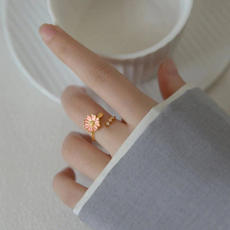 Pink Daisy Flower Ring - Beautiful Earth Boutique