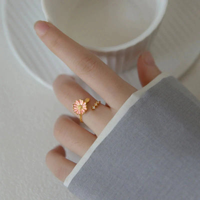 Pink Daisy Flower Ring - Beautiful Earth Boutique