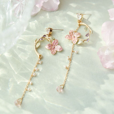 Pink Flower Drop Earrings