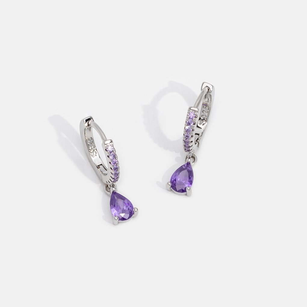 Purple Lilac Crystal Gold Hoop Earrings - Beautiful Earth Boutique