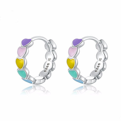 Rainbow Heart Hoop Earrings