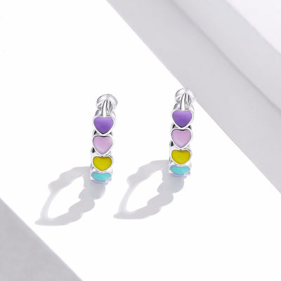 Rainbow Heart Hoop Earrings