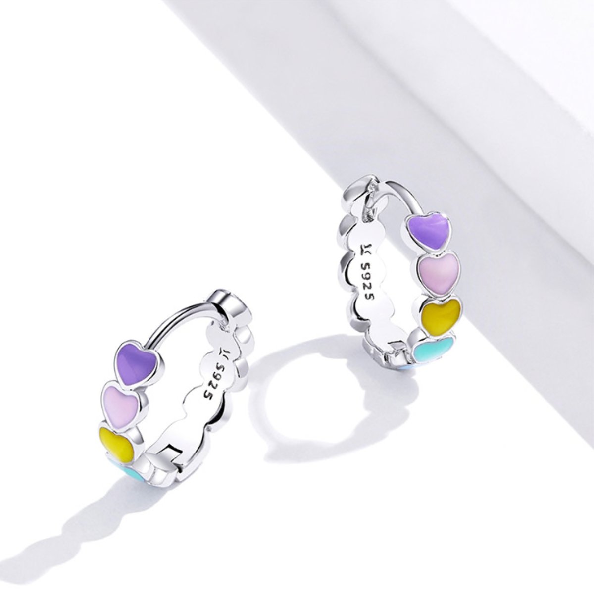 Rainbow Heart Hoop Earrings