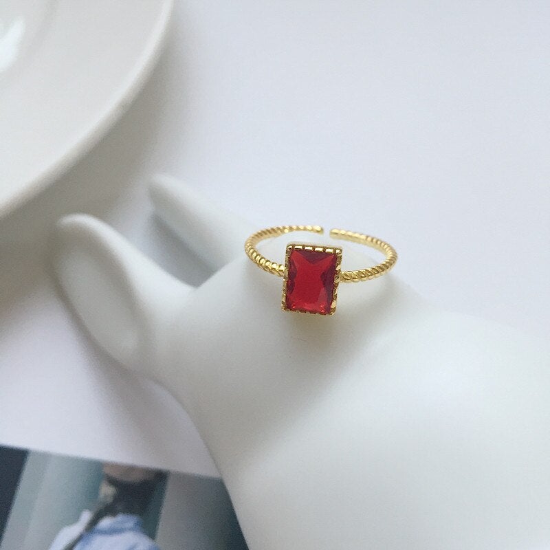 Red Crimson Crystal Ring