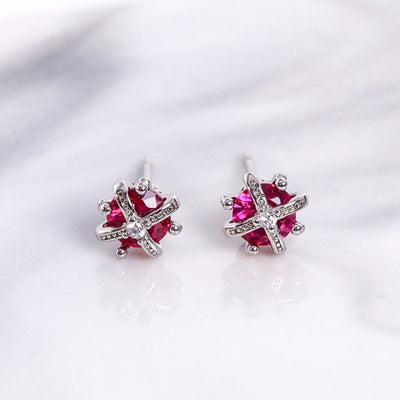 Red Crystal Crown Earrings