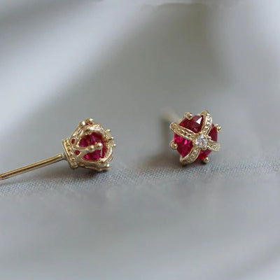 Red Crystal Crown Earrings