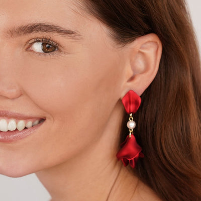 Red Flower Petal Earrings - Beautiful Earth Boutique