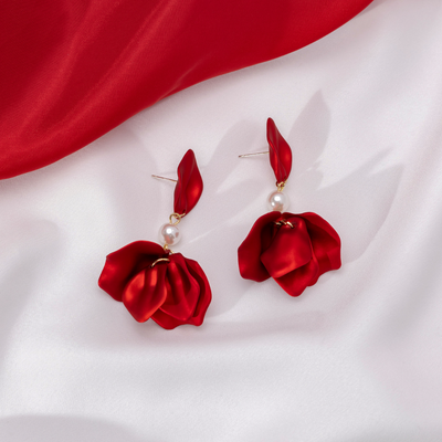 Red Flower Petal Earrings - Beautiful Earth Boutique