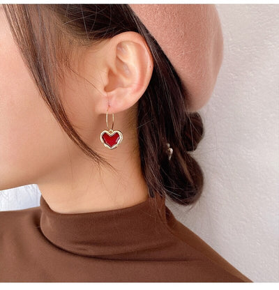 Red Heart Pendant Earrings - Beautiful Earth Boutique