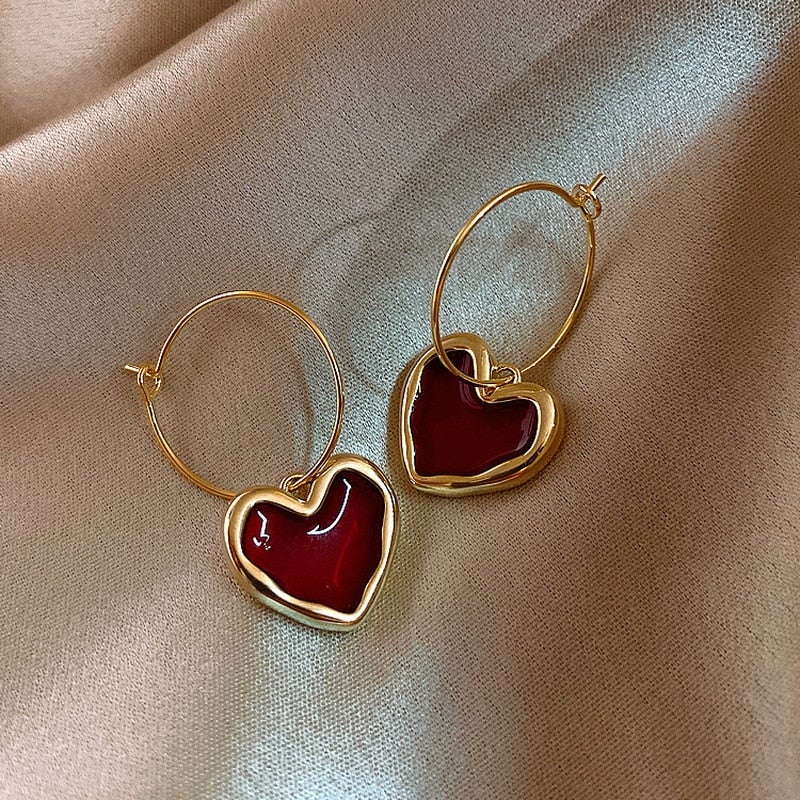 Red Heart Pendant Earrings - Beautiful Earth Boutique