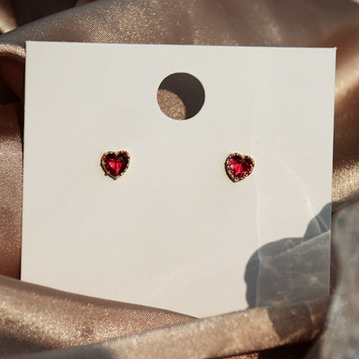 Red Heart Stud Earrings