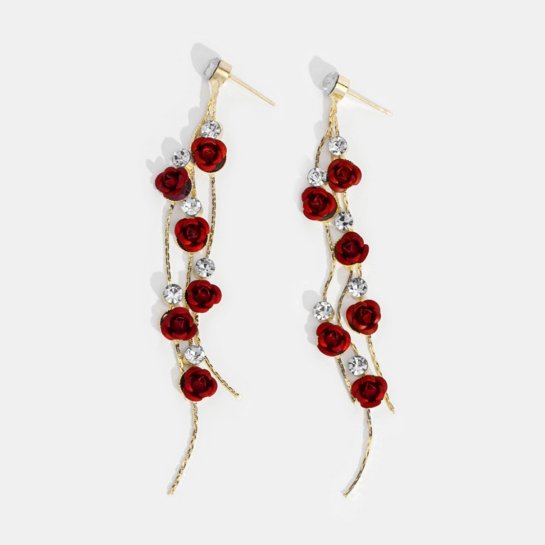 Rose Flower Drop Earrings - Beautiful Earth Boutique