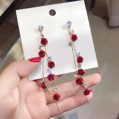 Rose Flower Drop Earrings