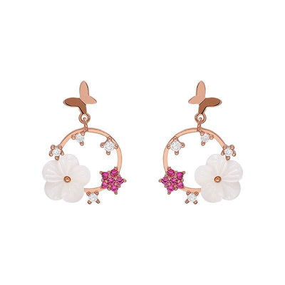 Rose Gold Butterfly Garden Earrings