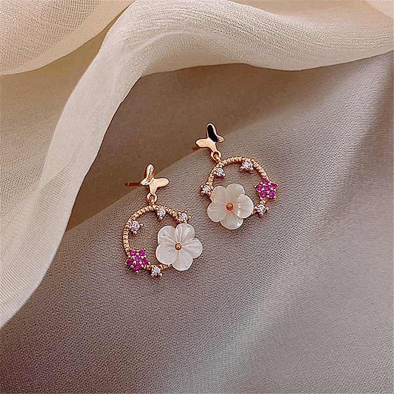 Rose Gold Butterfly Garden Earrings