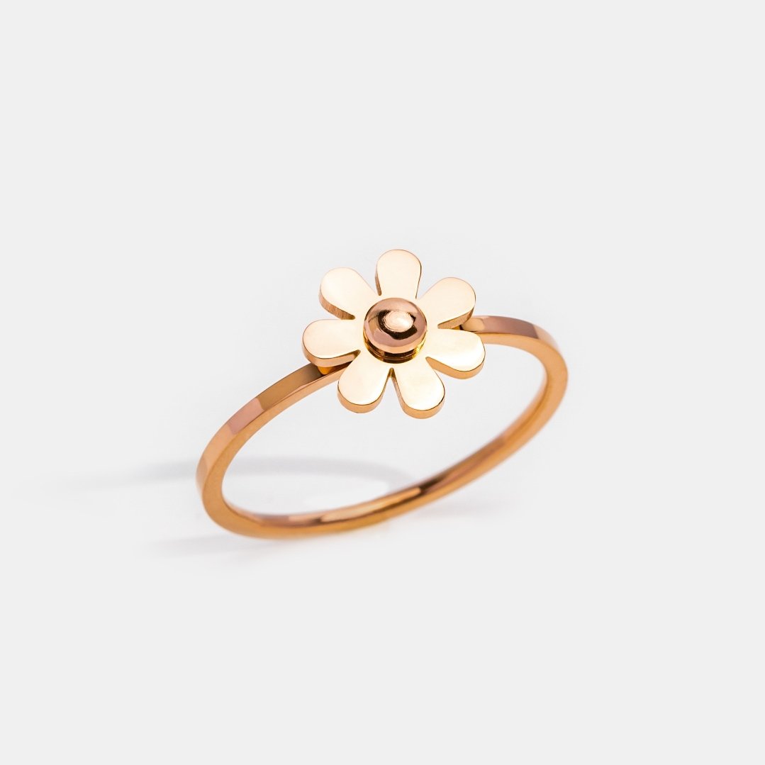 Rose Gold Daisy Flower Ring - Beautiful Earth Boutique