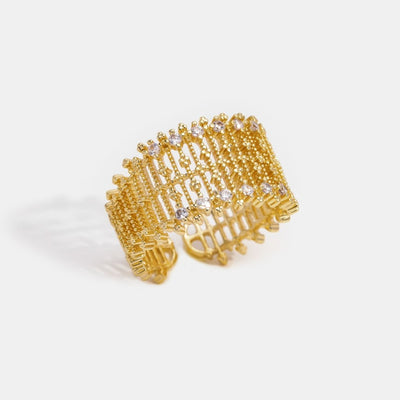 Sabrina Gold Crystal Mesh Ring - Beautiful Earth Boutique