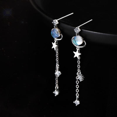 Silver Galaxy Drop Earrings