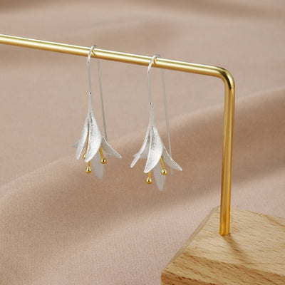 Silver & Gold Flower Drop Earrings - Beautiful Earth Boutique UK