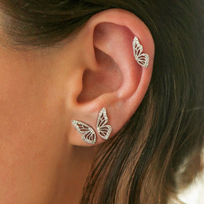 Silver Mia Butterfly Wing Earrings - Beautiful Earth Boutique