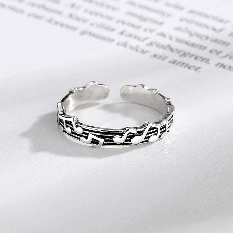 Silver Music Note Ring