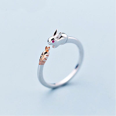 Silver Rabbit & Carrot Ring