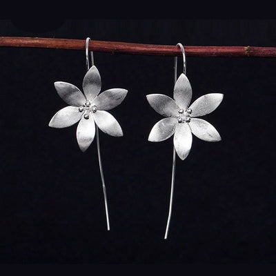 Sterling Silver Lotus Flower Earrings