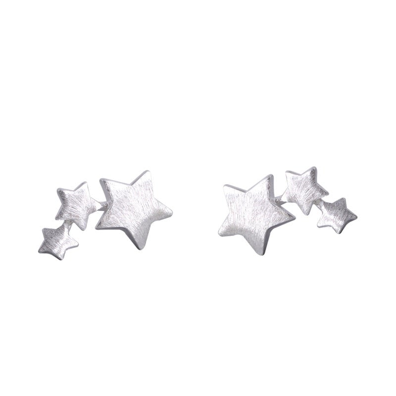 Sterling Silver Triple Star Earrings