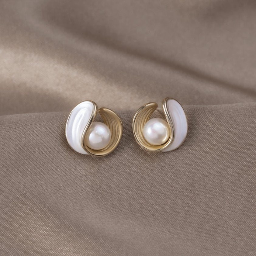 Timeless Pearl Wave Earrings - Beautiful Earth Boutique