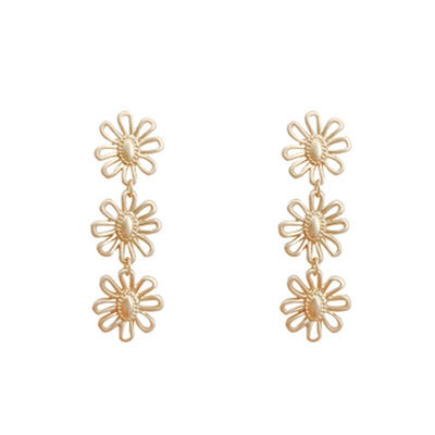 Triple Daisy Drop Earrings