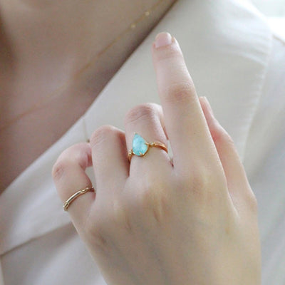 Vintage Amazonite Crystal Ring - Beautiful Earth Boutique