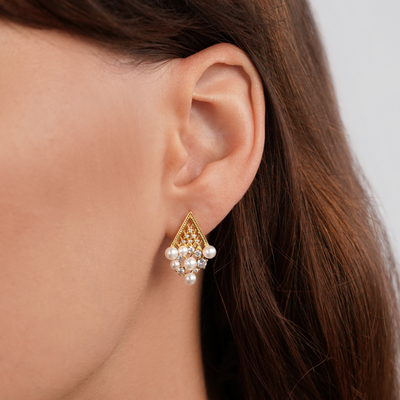 Vintage Crystal & Pearl Drop Earrings