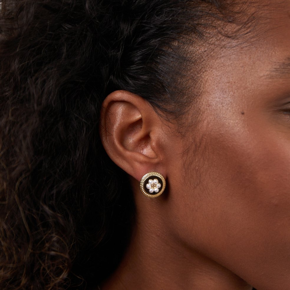 Vintage Flower Pearl Earrings - Beautiful Earth Boutique