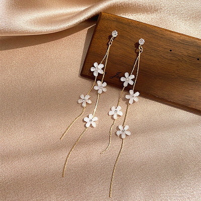 White Blossom Tassel Earrings - Beautiful Earth Boutique