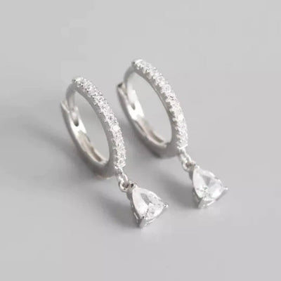 White Ivory Crystal Silver Hoop Earrings - Beautiful Earth Boutique