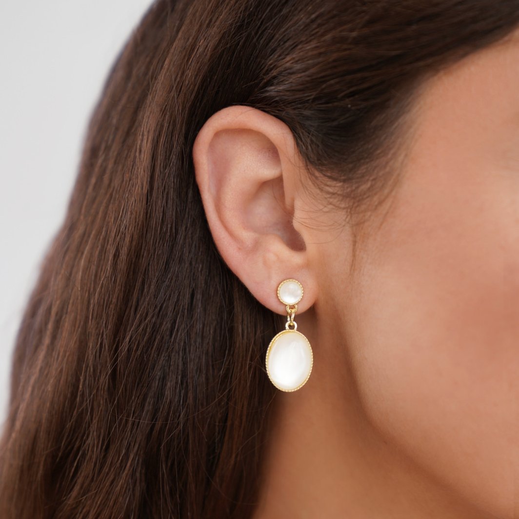 White Stone Drop Earrings - Beautiful Earth Boutique