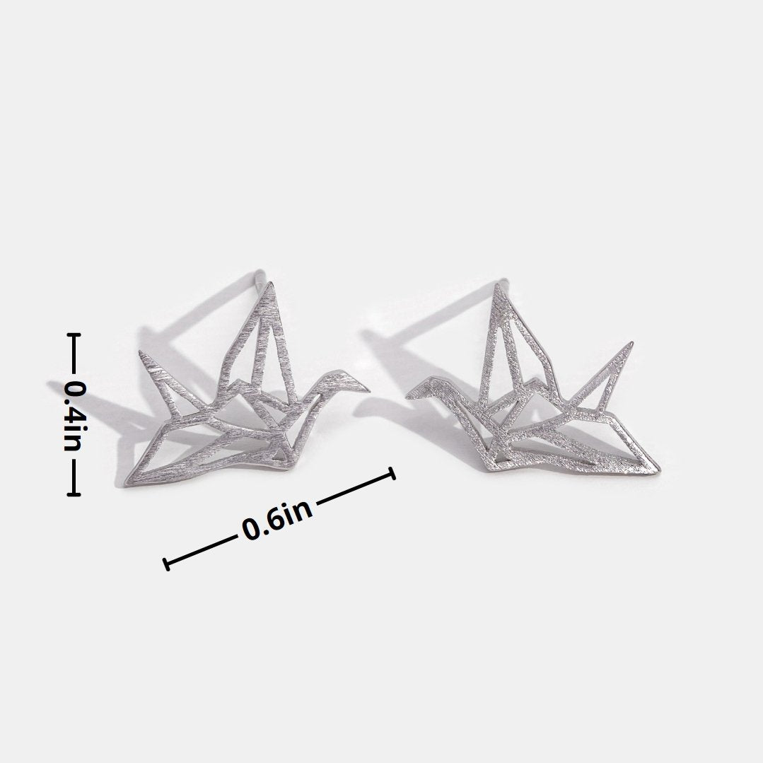 Wild Origami Crane Silver Earrings - Beautiful Earth Boutique